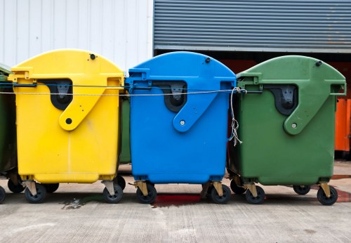 Residents disposing of white goods at a Highbury recycling center